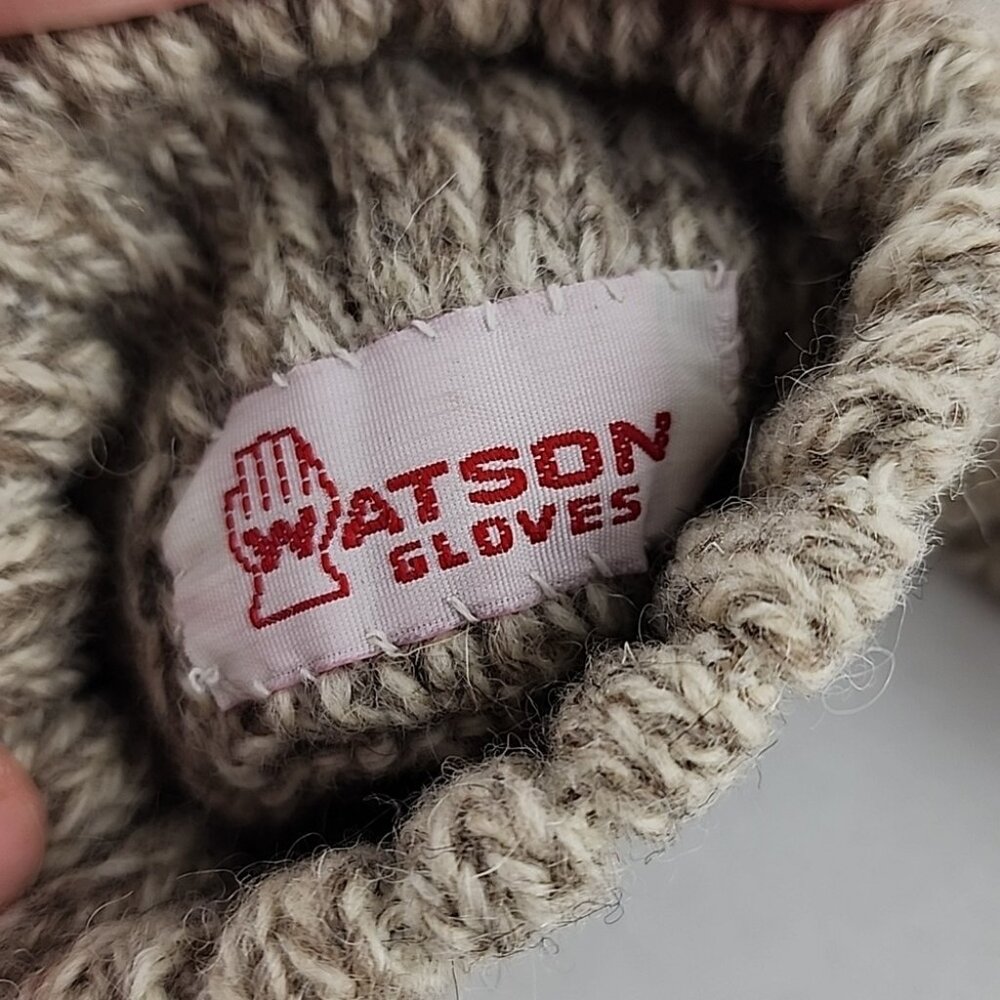 Watson Women's 100% Wool Beige Cream Fingerless Knit Gloves Stretch Size S/M - Picture 3 of 4